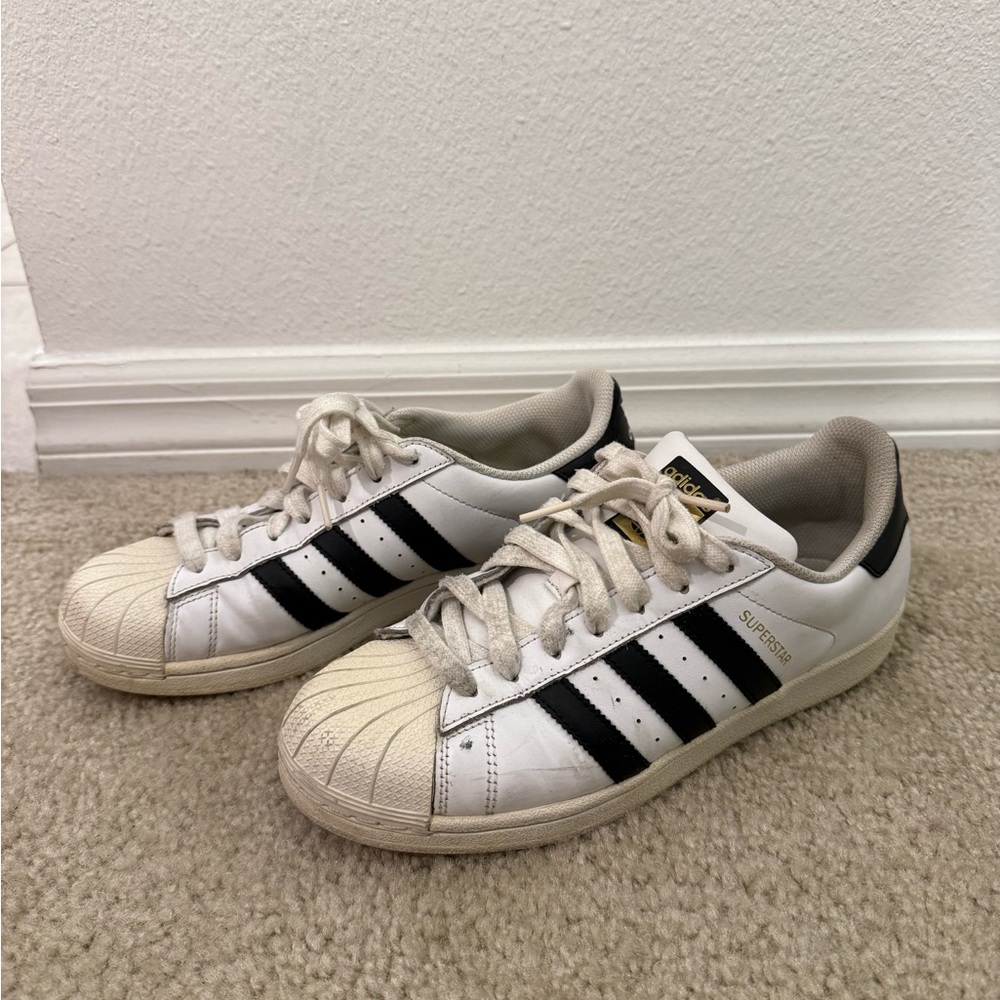 Adidas White and Black Superstar Sneakers